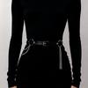 Women'S Chain Waist Belt, Adjustable Faux Leather With Metal Circle, Perfect For Dresses And Outfits.