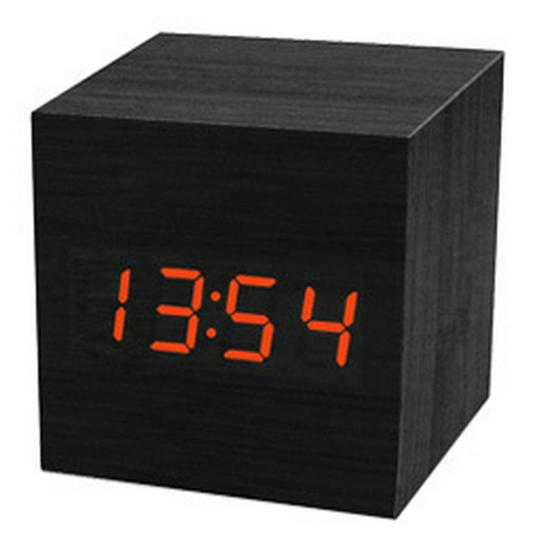 Smart LED Wooden Digital Alarm Clock with Wireless Charging