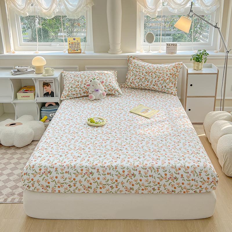 Printed One Single-Piece Bed Hat Without Pillowcase Mattress Cover Full Cover Dust-Proof Anti-Slip Bed Cover For All Seasons