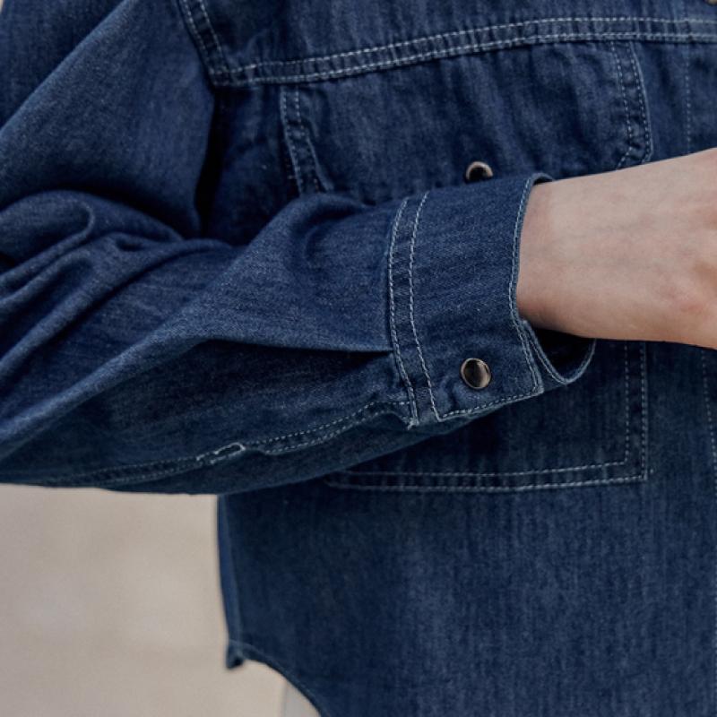 MAXZA Flap Pocket Crop Denim Shirt Zd04qb001on