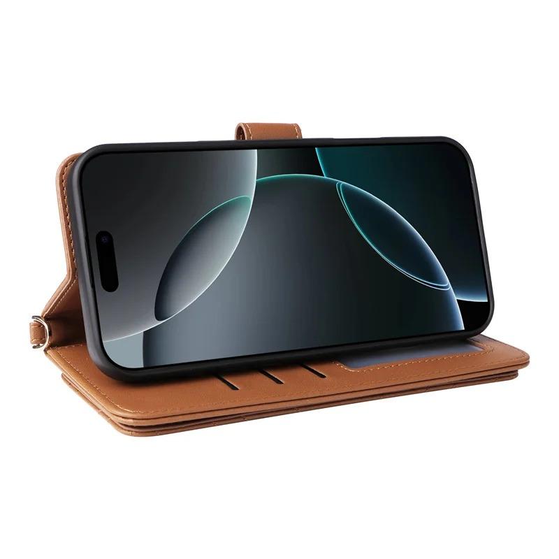 Für Iphone 16 Pro Max Taschen Umhängetasche Magnetische Geldbörse mit Kartenhalter Leder Handyhülle für iphone 16 Pro Max Schutzhülle