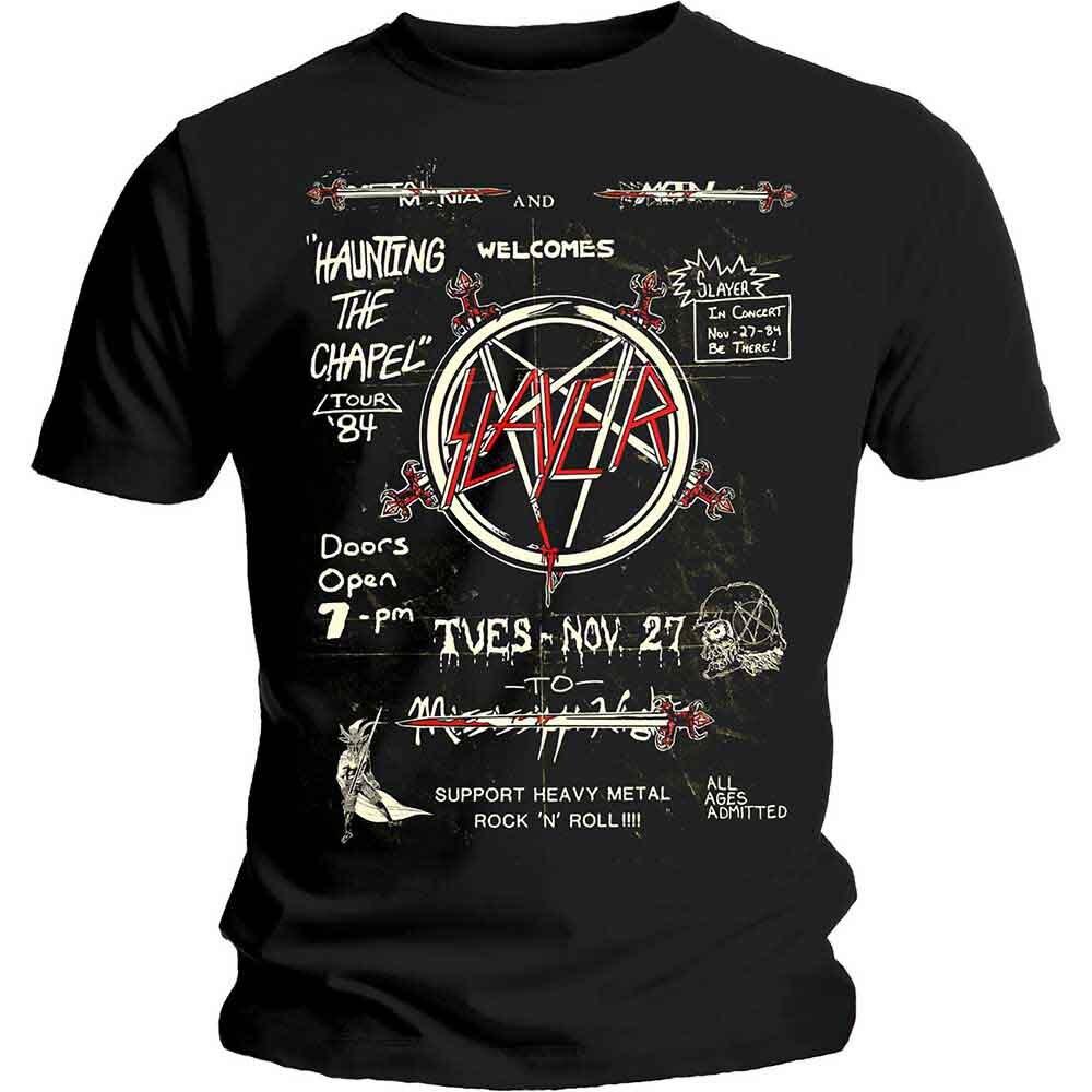 SLAYER Haunting 84 Флаер Футболка Черная Новая Унисекс Футболка XXXL