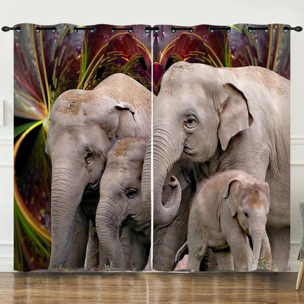 

Штора Африканский Слон Животное 3D Цифровая Печать Затемняющая Штора на Люверсах 97cm*114cm*2