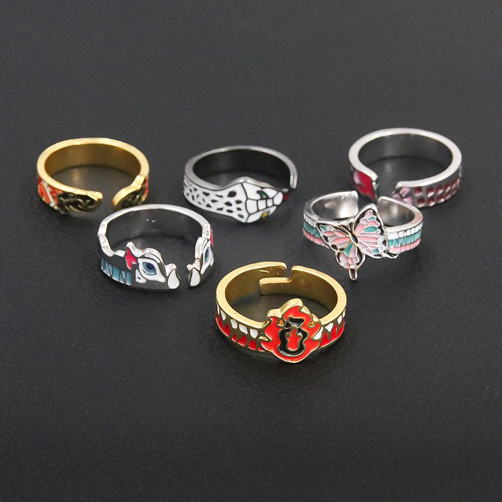 Anello Aperto Regolabile Demon Slayer - Gioielli Cosplay Personaggi Hashira Kimetsu No Yaiba Anime per Fan