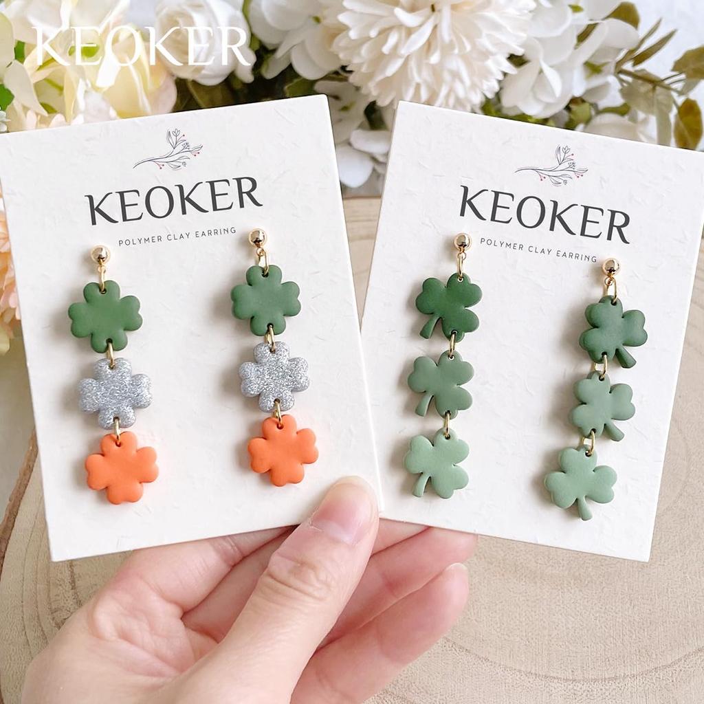 KEOKER St. Patrick's Day Polymer Clay Cutters, The Day of The Shamrock Clay Cutters for Polymer Clay Jewelry, Guinness Clay Earring Cutters, 13