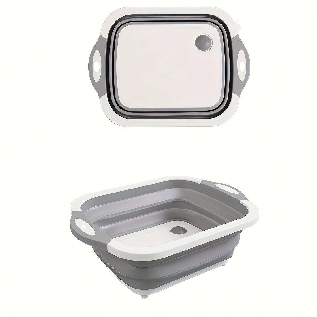 3-In-1 Multifunctional Folding Cutting Board Kitchen Supplies Sink Wash Basin Drain Basket Portable Folding Cutting Board