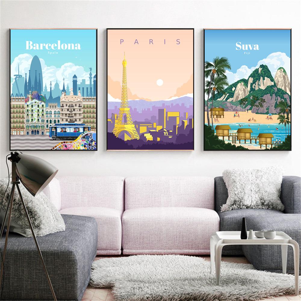 Słynny krajobraz miejski plakat na płótnie wydruk ścienny