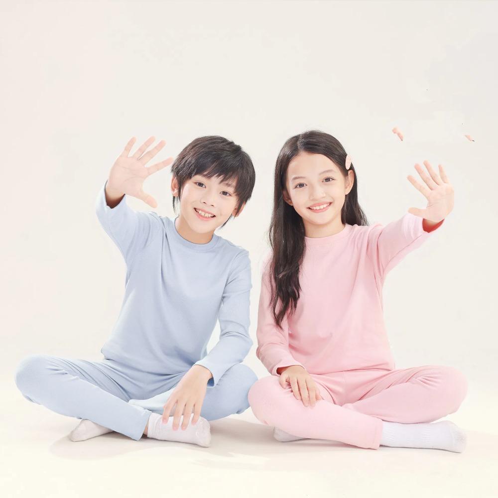 Autumn Kids Basic Pajamas Sets Soild Cotton Warm Toddler Boys Girls Sleepwear Suit Long Sleeve Homewear Children Clothing