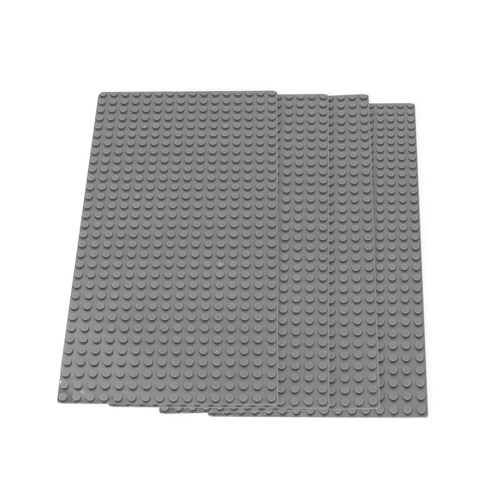 INIBUD Klassische Kompatible Grundplatte Bausteinplatte, 16x32mm, Set von 4 (Grau)