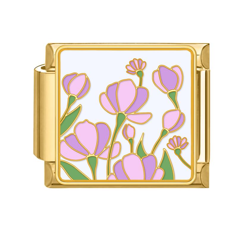 Y2K Gold Color Bear Cat Blue Sky Rose Flowers Moon Italian Charm Link Fit 9MM Stainless Steel Bracelet Women DIY Making Gifts