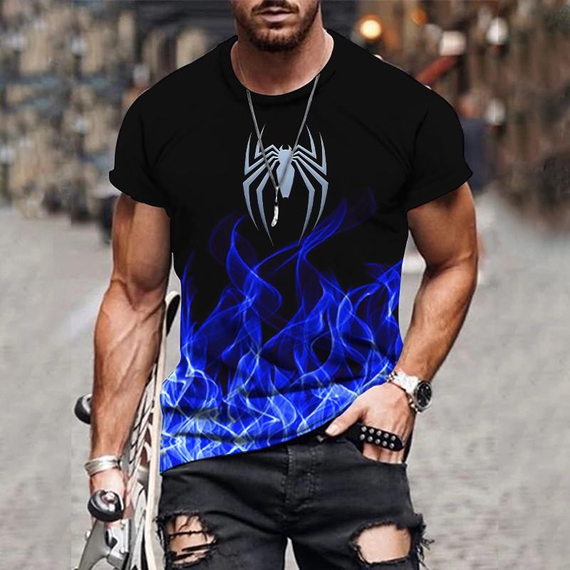 

Fashionable 3D gradient printed T-shirt for men, hip-hop trend Harajuku street casual round neck short sleeved top, S