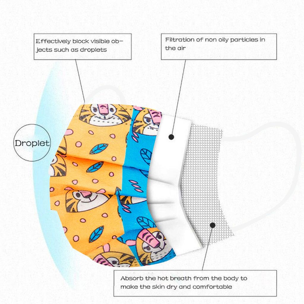 10PCS Children's Kids Disposable Face Mask Cute Print Facial 3Ply Masks