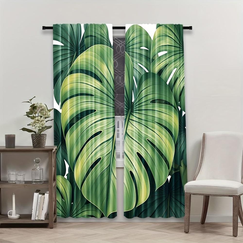 Set Of 2 Artistic Tropical Leaf Pattern Curtains Polyester Design Living Room Bedroom Office Curtain Light Filtering With Rod Pocket Ideal For