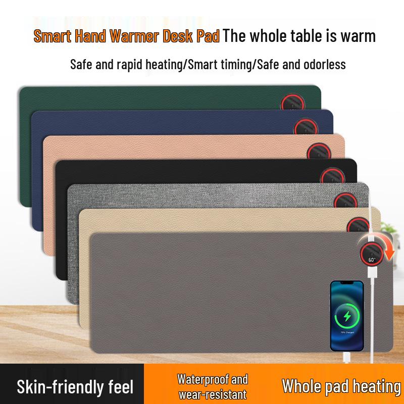 Extra-Large Waterproof Heating Desk Pad for Office and Dorm Use colore grigio chiaro