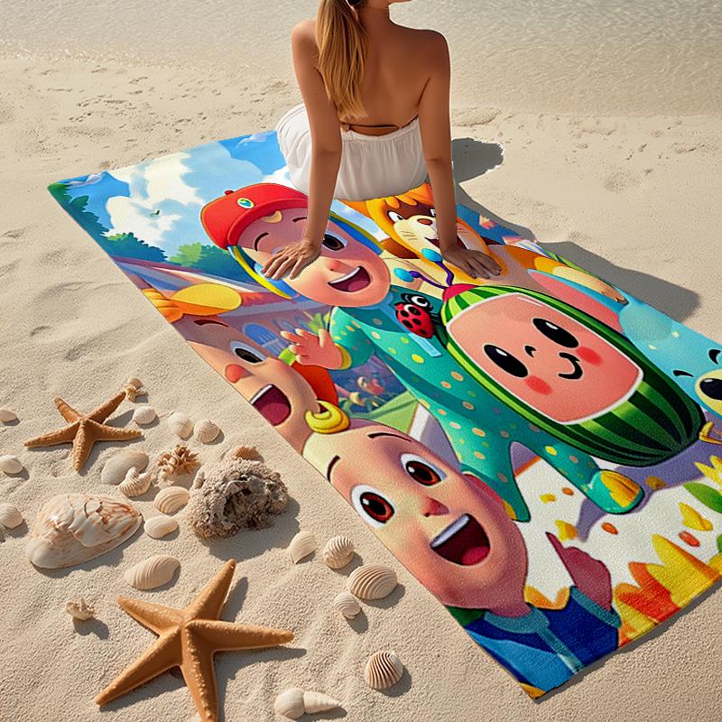 Ultra-Soft Beach Towel with Cocomelon Theme,Ideal for Pool - Camping, Diving - Perfect Travel Essential, Vibrant Beach Towel.
