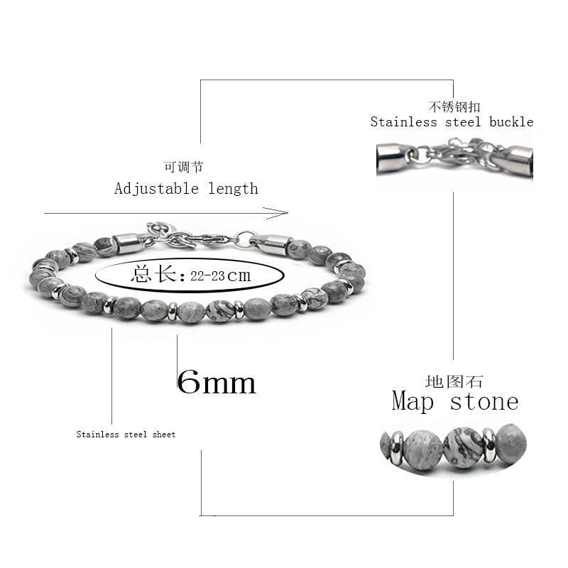 1Pcs Stainless steel men's and women's stone bracelet - beaded fashion bracelet - vintage bracelet