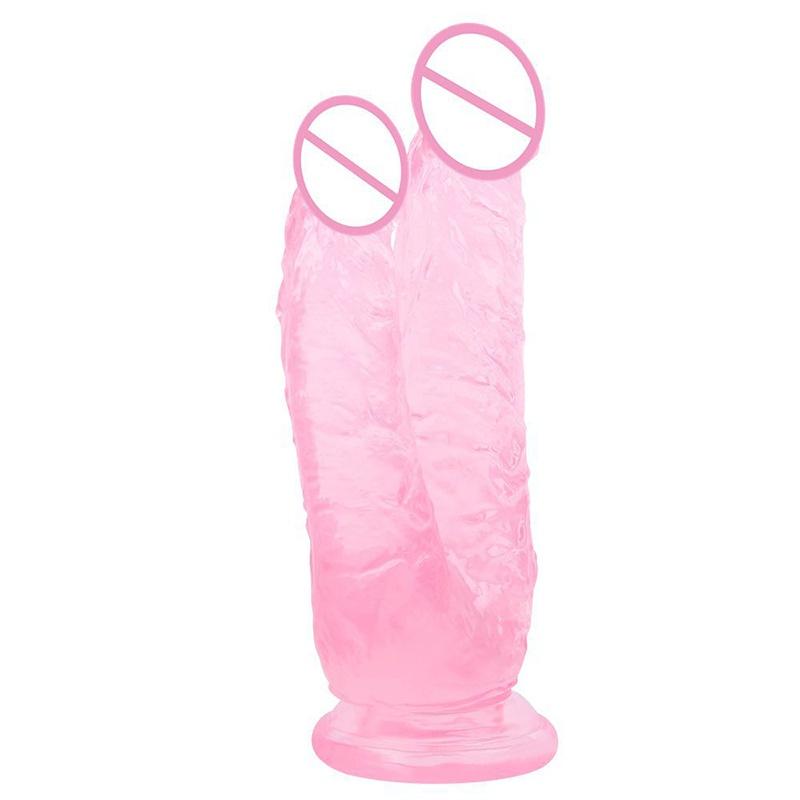 Double Dildos Female Masturbation Double Penetration Both Vagina and Anus Big Penis with Suction Cup Sex Toy Strap On Two Dildo