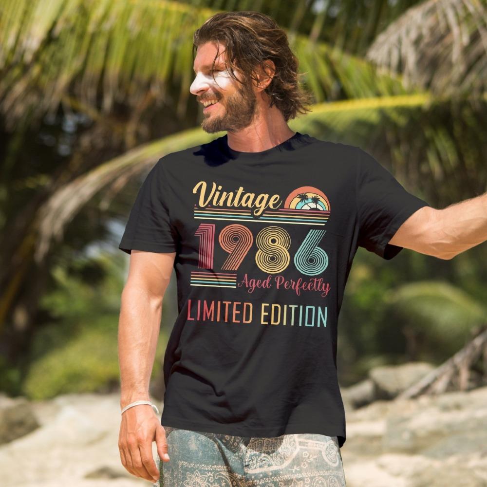 Vintage 1986 40th Birthday Gift Mens T Shirt Harajuku Aesthetic Clothes New Arrival Harajuku Unisex Clothes New Arrival