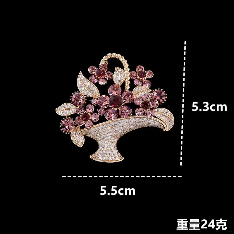 Винтажная брошь-корзинка с цветами Австрийский хрусталь Аксессуары-корзинки для цветов Женский элегантный темперамент Пиджак Корсаж