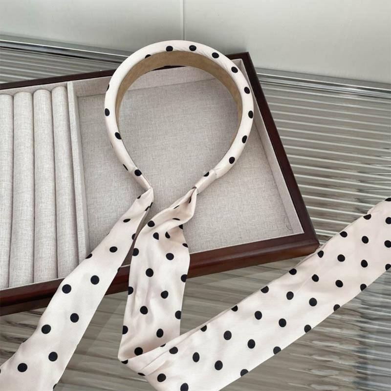 Elegant Dotted/Flower Print Headband Model Show Pastoral Style Hairband for Girl