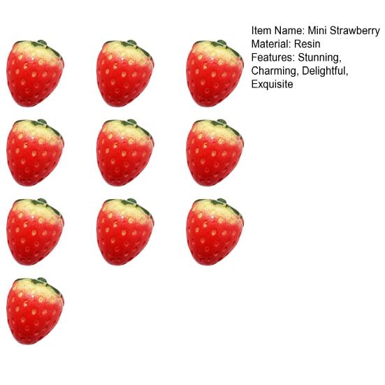 Artificial Mini Strawberry Resin Figurine Simulation Tiny Strawberry Statues Lifelike Faux Fruits Bulk for DIY Crafts Cake Topper Home Office Desktop