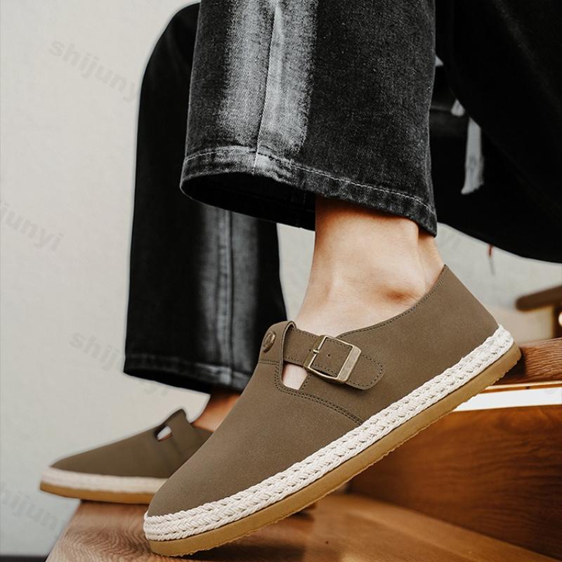 Fashion 2025 Men's Canvas Shoes Summer Leisure Linen Slip On Casual Fishing Shoes Fashion Trend Comfortable Lightweight Barefoot Shoes
