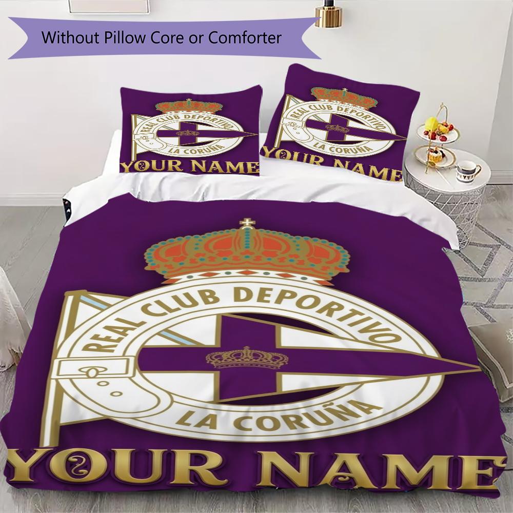 Custom Name Real Club Deportivo Pattern Bedding uilt Set uilt Cover Pillowcase Home Decoration Birthday Gift (1*duvet cover+2*pillowcase without core)