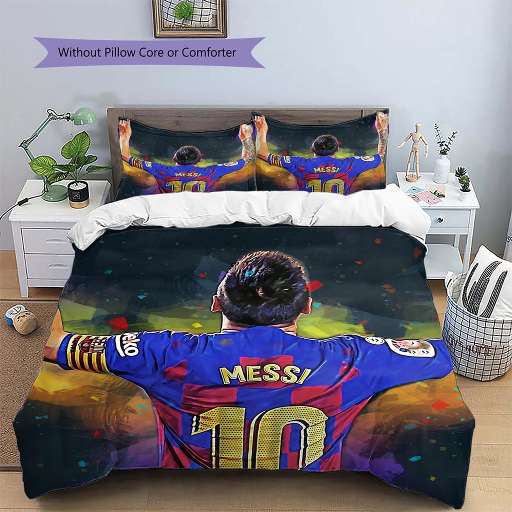 Football Player Background Pattern Bedding Quilt Set Home Decoration Gift (1 * duvet cover + 2 * pillowcase without core)