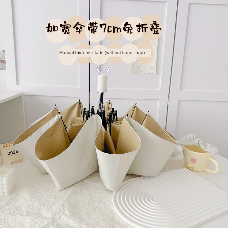 New Style No-Folding Umbrella in Milky White Color~ Automatic Umbrella for Women, Dual-Use for Sun and Rain, Uv Protection Sun Umbrella
