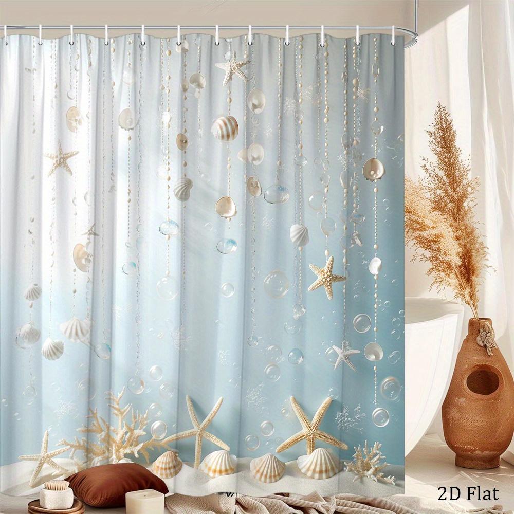 Tenda Doccia con Conchiglie Marine Stelle Marine Bolle Design Appeso Decorazione Bagno Tende Impermeabili Stile Casa Costiera