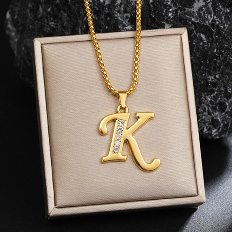 Nový 26 diamantový náhrdelník s anglickými písmeny pro muže a ženy, trendy a kreativní náhrdelník s přívěskem osázeným diamanty