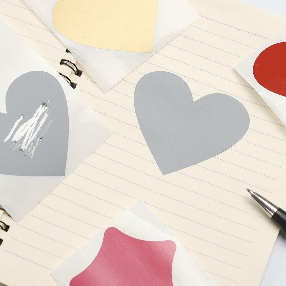 50 Pcs / Set DIY Pentagram Love Heart Shape Scratch Coating Stickers Scratch Card Sticker Self-adhesive Multifunctional Labels