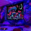 Onivein Blacklight Mushroom Tapestry Glow in the Dark Fantasy Plant Tapestry UV Reactive Moon Butterfly Frog Tapestries Poster Wall Hanging for