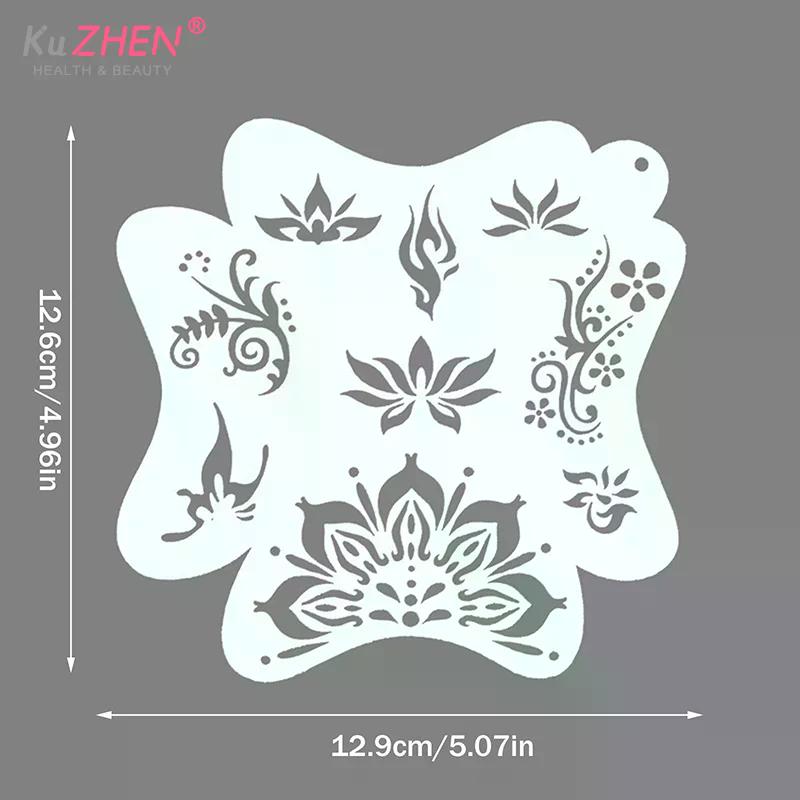 8Pcs Face Painting Tattoo Stencil Set Reusable Hollowed Art Paint Stencils DIY Spray Painting Eyebrow Tattoo Template Cosplay