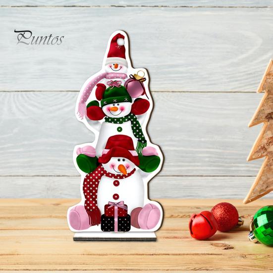 Stable Base Christmas Decor 2D Wooden Tabletop Ornaments, Xmas Tree Santa Lightweight Trees Snowman Sign with Stand, Holiday Party Decorations Favors