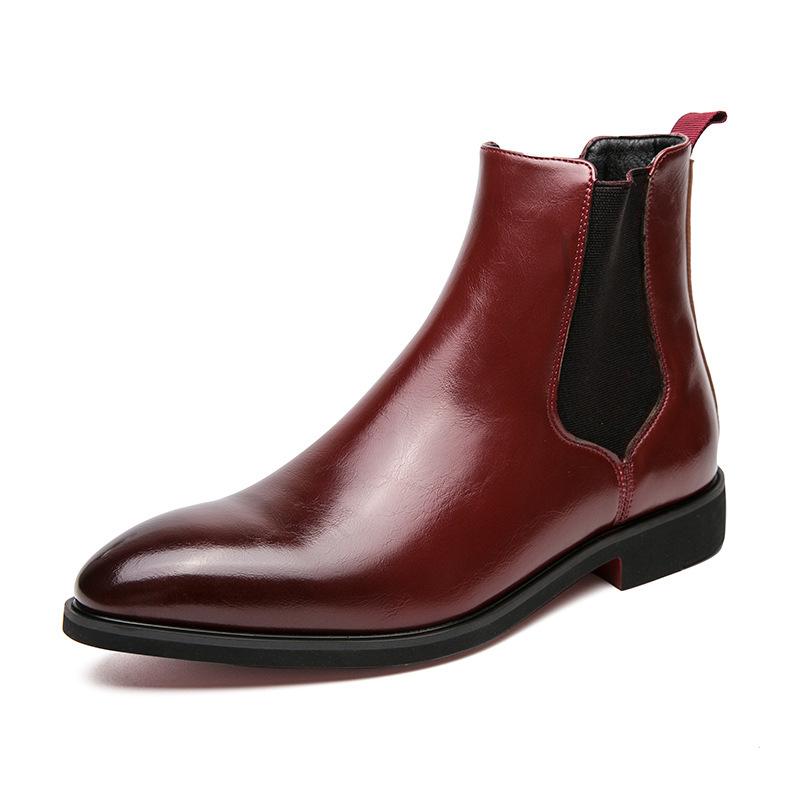 

Autumn high-top pointed red leather boots large size sleeve men s business shoes British leather shoes 38