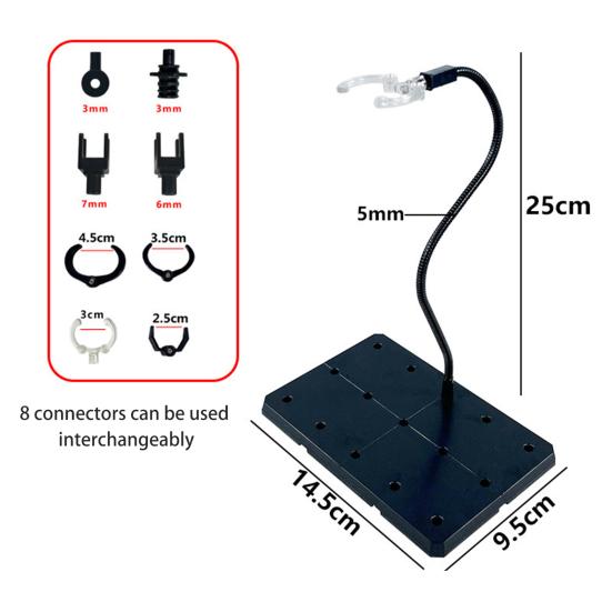 Action Figure Stand with 8 Connectors Square/Hexagonal Base Heavy Duty Plastic Adjustable Anime Figurine Model Display Holder Rack