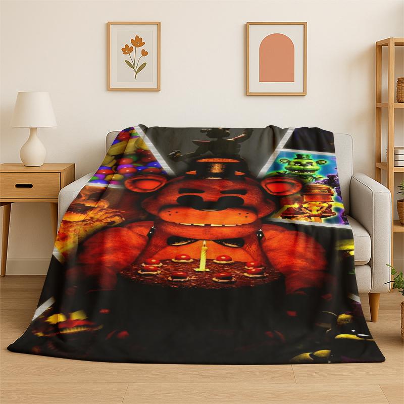 Classic F-FNAF Horror Game Freddy Flannel Blanket Soft Warm Throw Blanket for Bedroom Living Room Bed Travel Camping Picnic