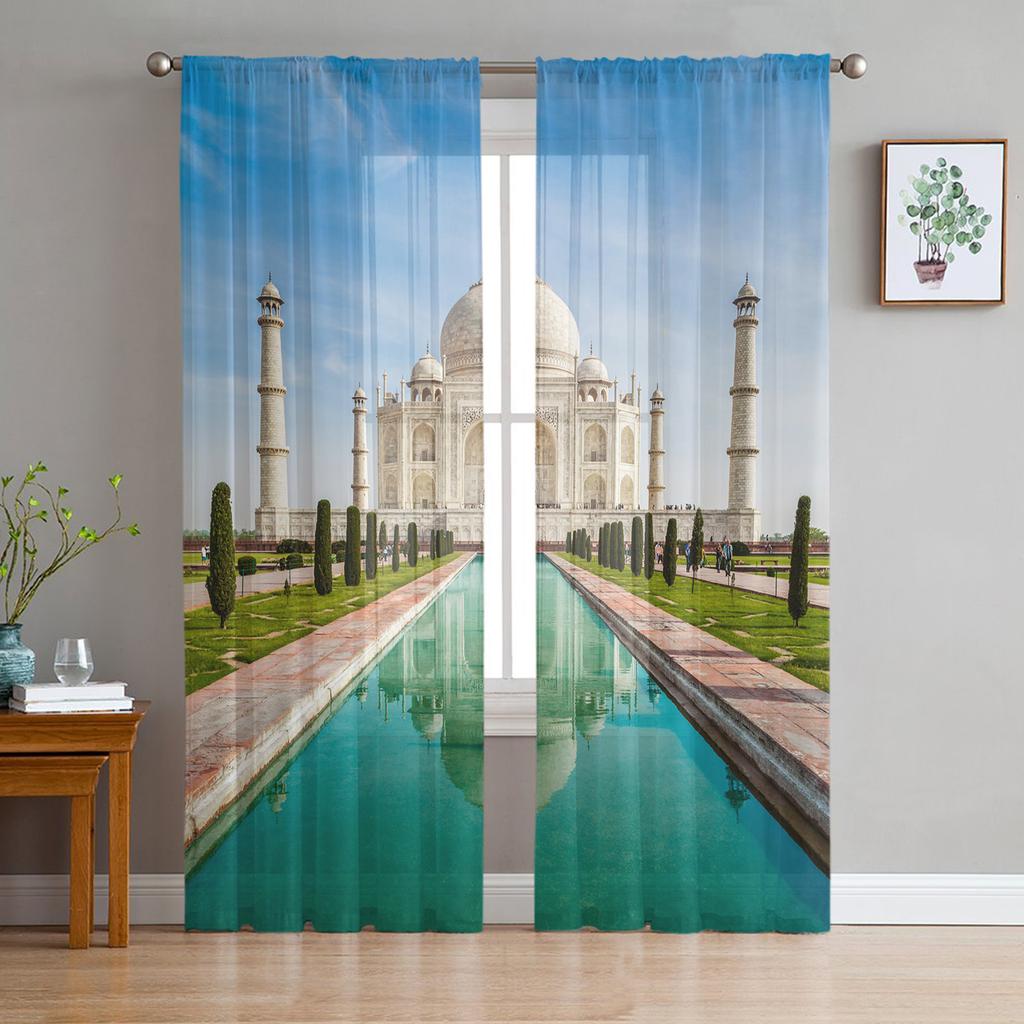 San Pietro Basilica Rome Retro Styled Chiffon Sheer Curtains for Living Room Bedroom Window Curtain Voiles Tulle Cortinas