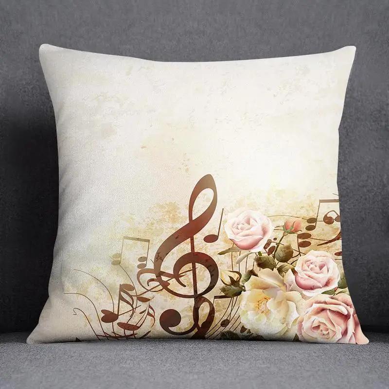 Taie D'oreiller Carrée Avec Motif De Note De Musique JESeries, Housse De Coussin De Bureau, Décoration De La Maison