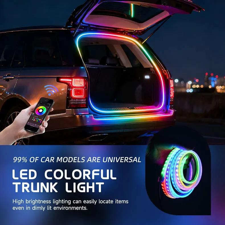 Dynamic Flowing Car Trunk RGB LED Strip High-Brightness Wiring Automatic Sensing Tailgate Light Strip Tool-Free Installation 12V
