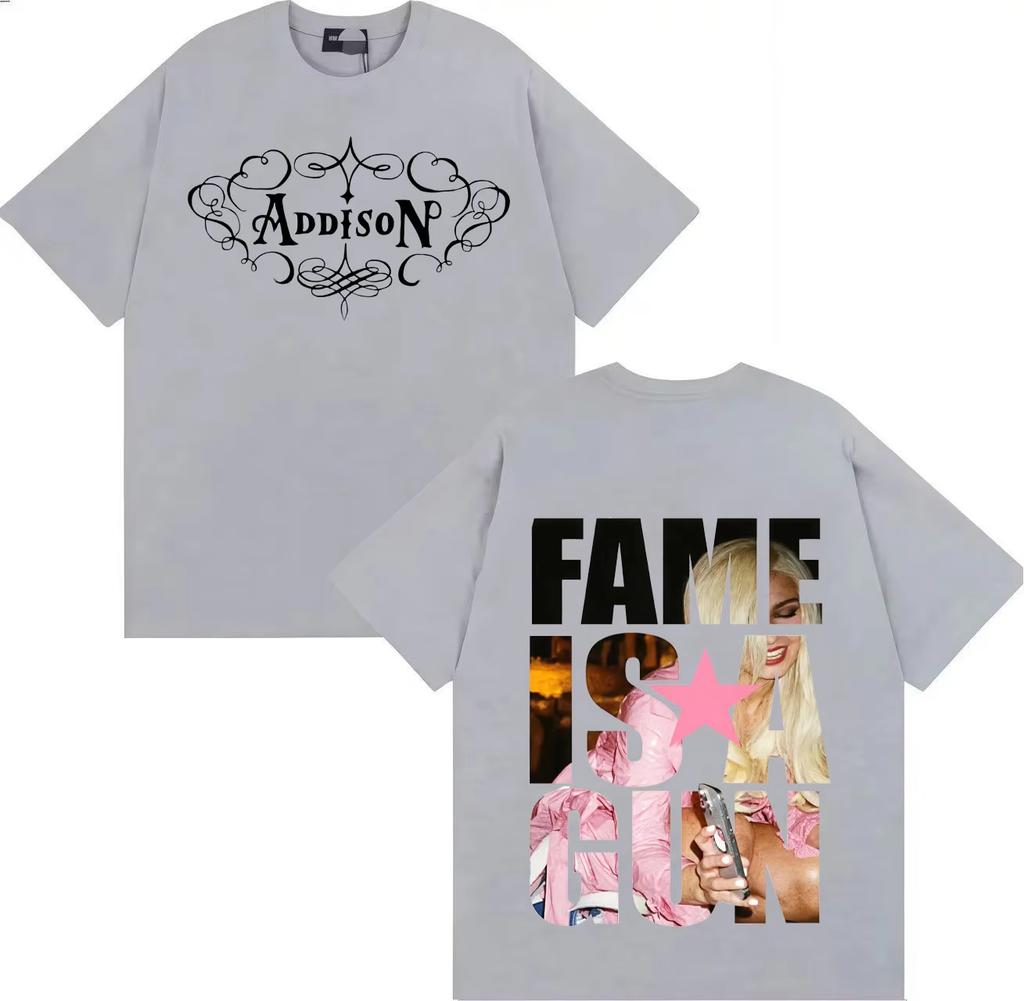 2026 Singer Addison Rae T Shirt Hipster Unisex Women Gothic Music TShirt Crewneck Y2K Short Sleeve Tee Shirt Hip Hop Unisex