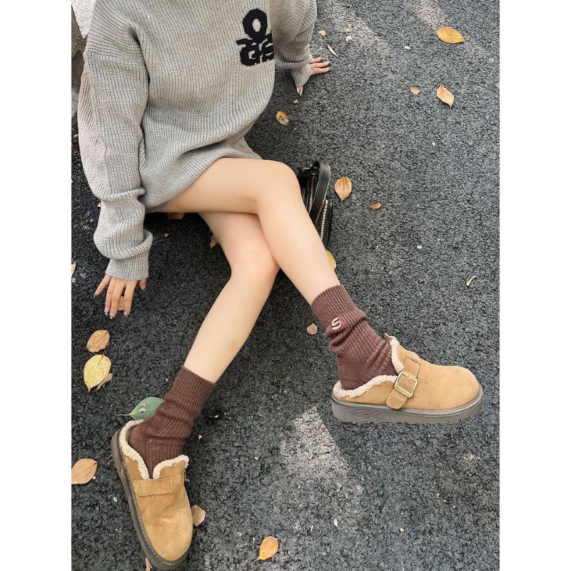 

Носки с толстым махровым ворсом, Хлопковые носки, Длинные носки с трехмерной вышивкой букв, Носки в спортивном стиле, Женская утолщенная защита 1 pair кофейный