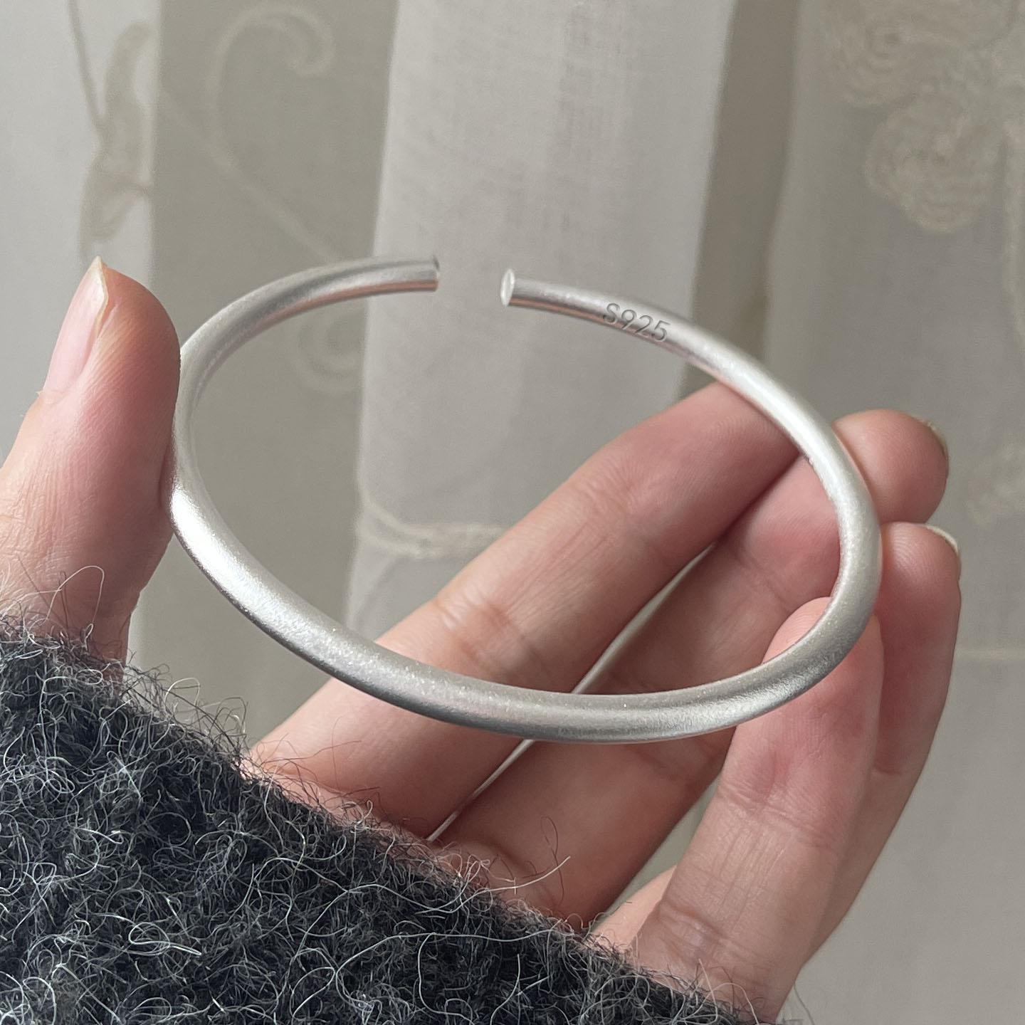 

100% Solid 925 Sterling Silver Retro Bracelet for Women Men Sparkling Narrow Smooth Bracelet Birthday Gift