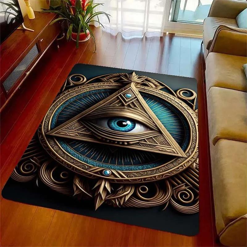 Allsehendes Auge Freimaurer Geheimnis Goldene Augen Teppiche für Wohnzimmer Schlafzimmer Dekoration Kinder Spielzimmer Matte Rutschfeste Teppiche