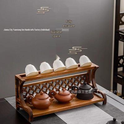 New Chinese Style Solid Wood Desktop Shelf for Tea Set and Zisha Teapot Display