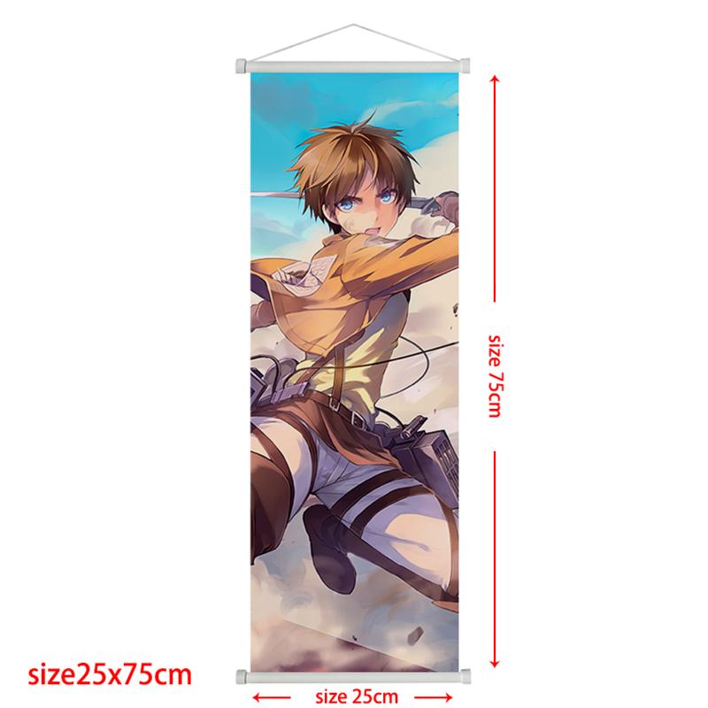 Anime Attack On Titan Levi Scroll Poster Eren Ackerman HD Art Sticky Wall Waterproof Home Living Room Bedroom Bar Aesthetic Decoration