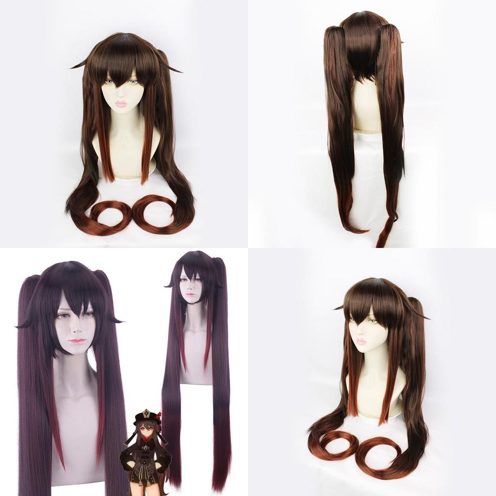 Adjustable Head Size Genshin Impact Hutao Cosplay Wig For Halloween Carnival Comic Con Props