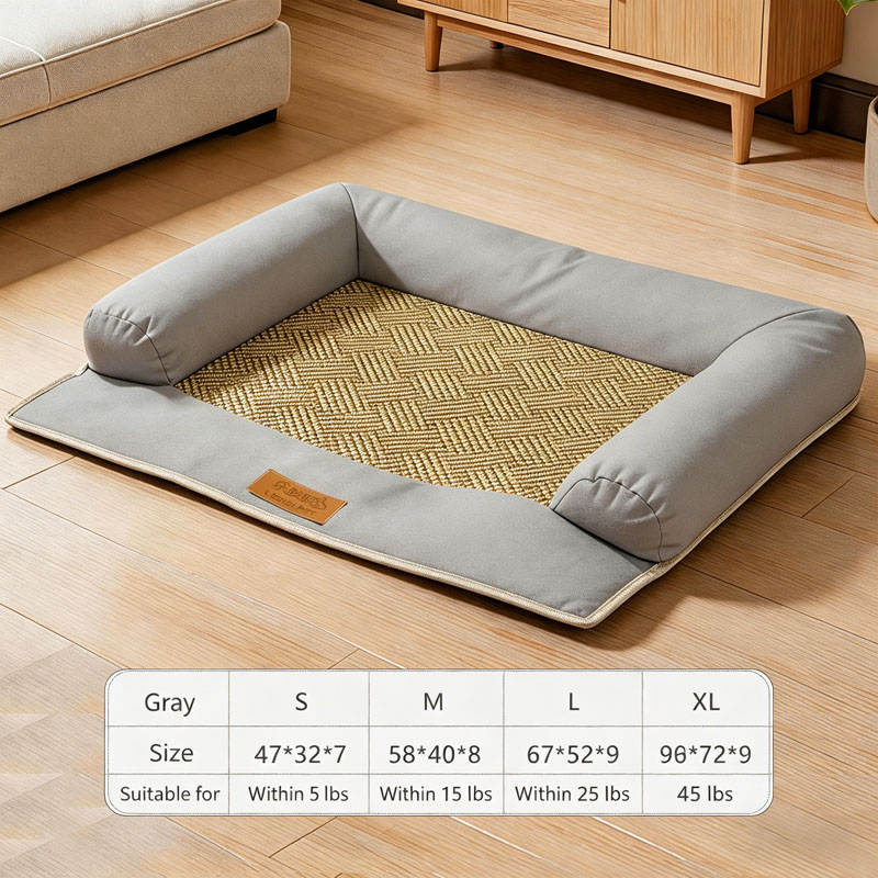 S/M/L/XL Pet Cooling Mat Cat Bed with Ice Sense Rattan Pad Washable Dog Bed Non-slip Bottom Sofa Bed for Indoor Cats Small Dogs