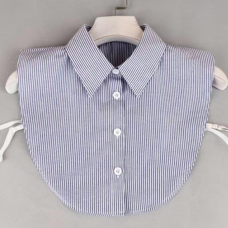 Ins Fake Collar Plaid Shirt Detachable Collars Solid Shirt Womens Dickie Collar White Girls Top Clothes Dickey Collar For Women